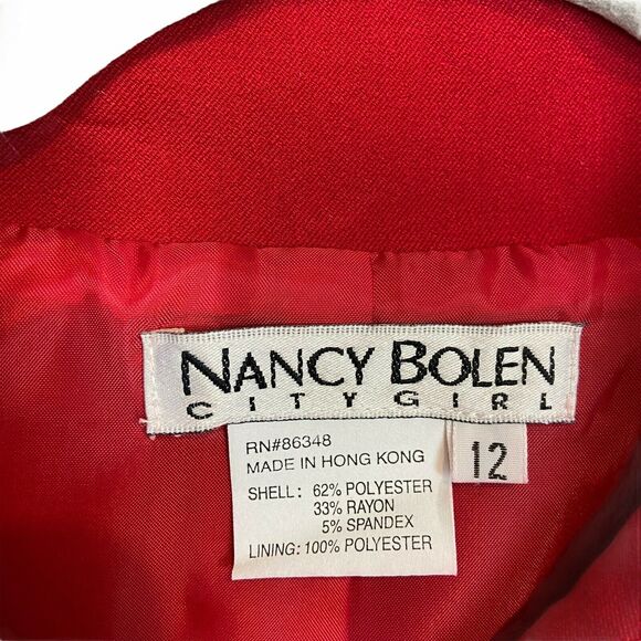 Blazer Jacket Vintage Nancy Bolen Womens Red Christmas Banded Collar Size 12 - Picture 4 of 12